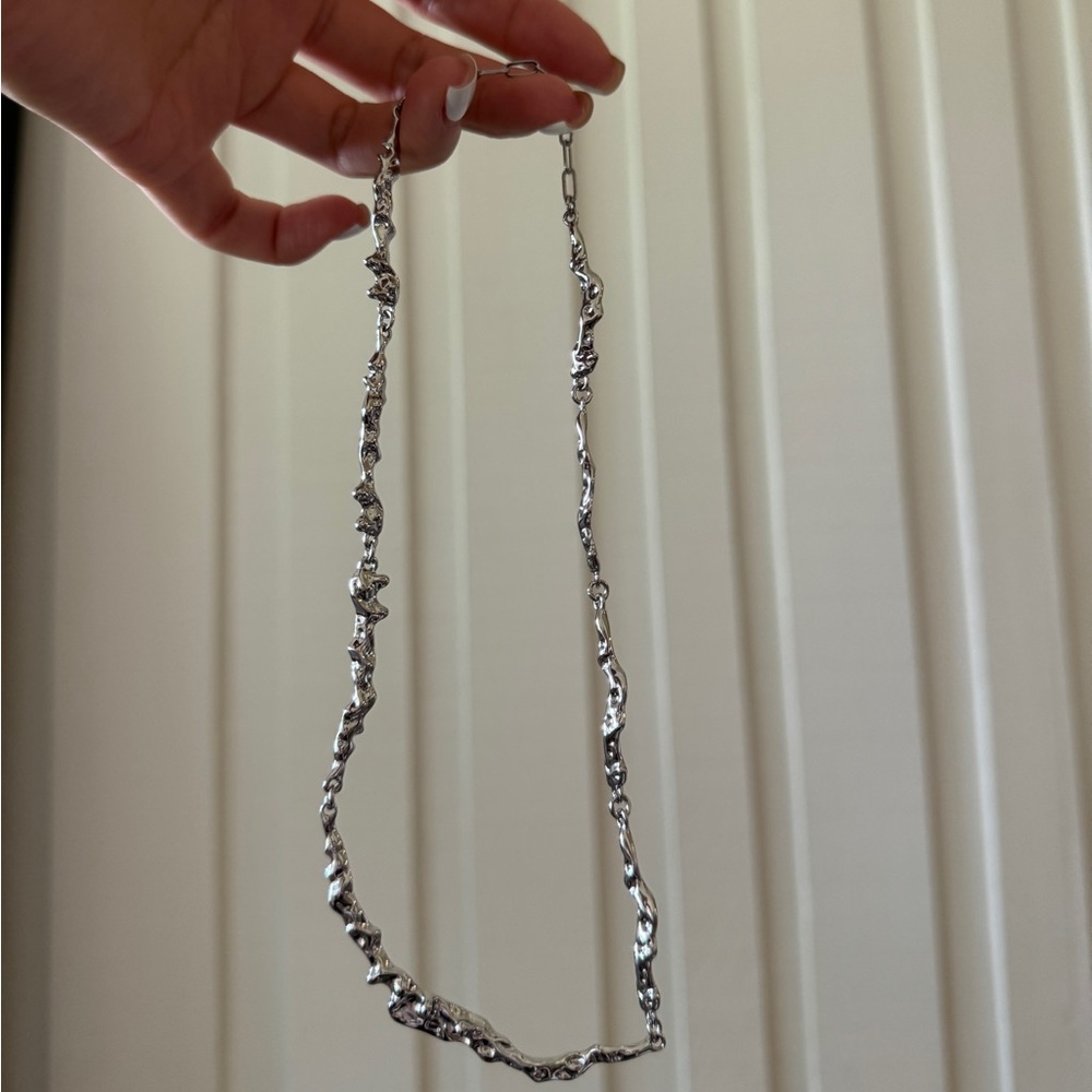 Silver Textured Necklace